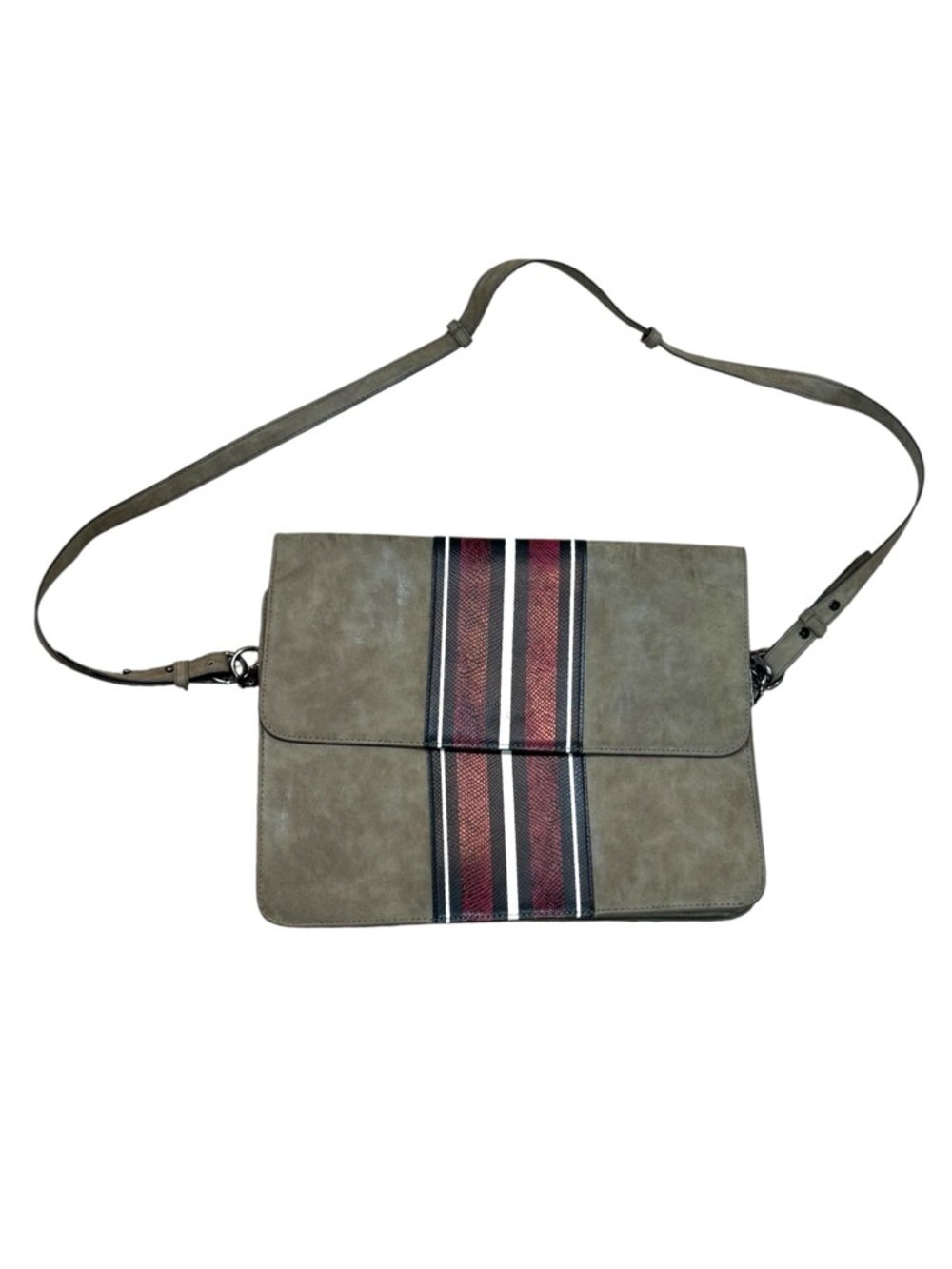 Circus by Sam Edelman Taupe Faux Suede Striped Accordion Messenger Bag